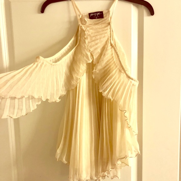 Nasty gal pleated cold shoulder top ivory size xs - Picture 2 of 2